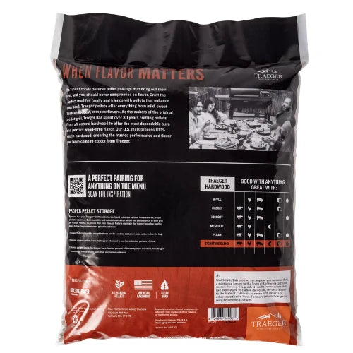 Pellets de madera TRAEGER, mezcla Signature FSC, 630 kg (70 sacos de 9 kg cada uno)