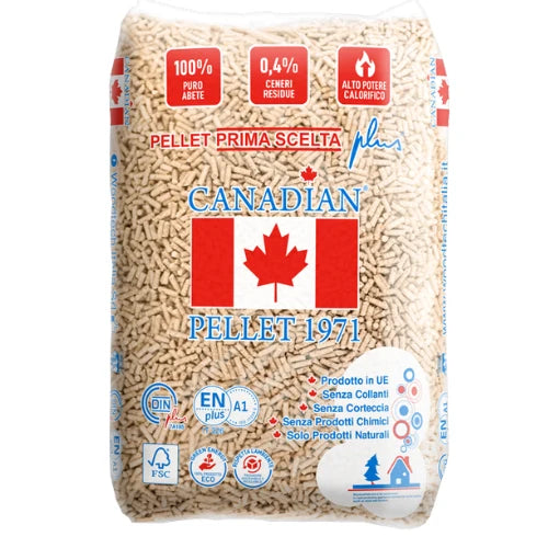Pellets canadienses – 1 palé de 72 sacos × 15 kg de madera de abeto.